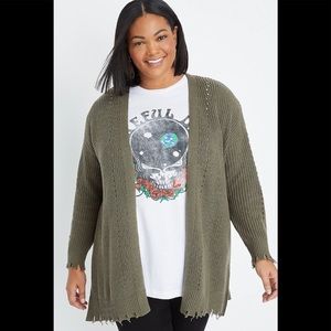Districted hem cardigan sweater